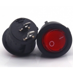 switch on/off KCD1 6A แบบกลม สีแดง (สวิตช์)
